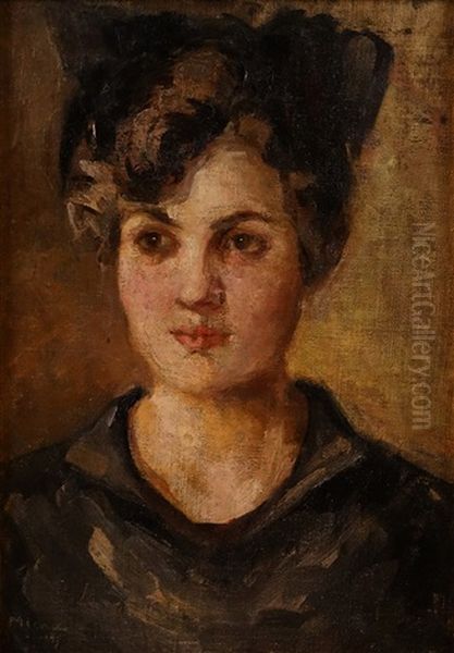 Woman Portrait Oil Painting by George Demetrescu Mirea