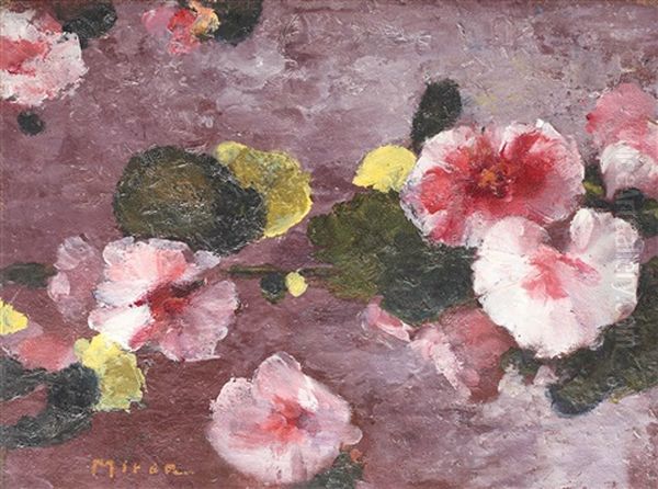 Hollyhocks Oil Painting by George Demetrescu Mirea