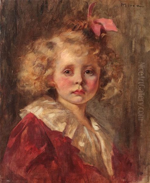 The Pink Bow Oil Painting by George Demetrescu Mirea