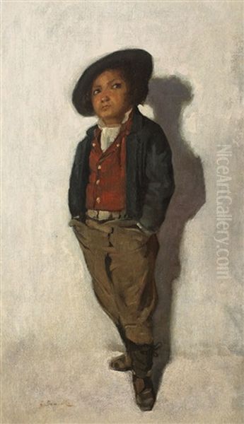 Little Gavroche Oil Painting by George Demetrescu Mirea