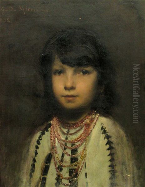 Girl Portrait Oil Painting by George Demetrescu Mirea