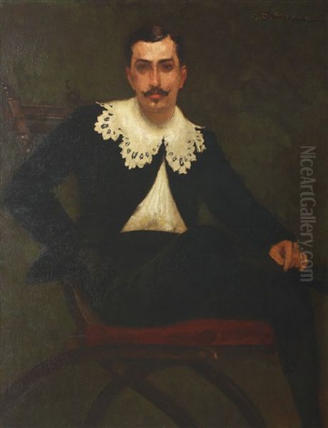 Nicolae Petrascu Dressed As A Hidalgo Oil Painting by George Demetrescu Mirea