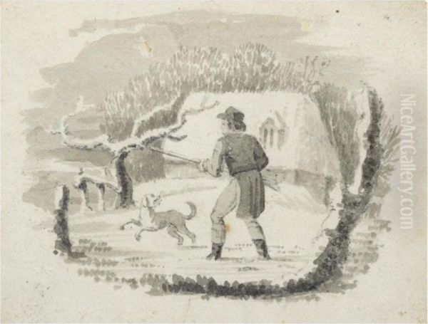 A Huntsman With His Dog Oil Painting by Thomas Bewick