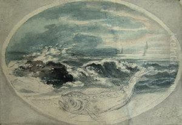 Storm And Fish At Sea Oil Painting by Thomas Bewick