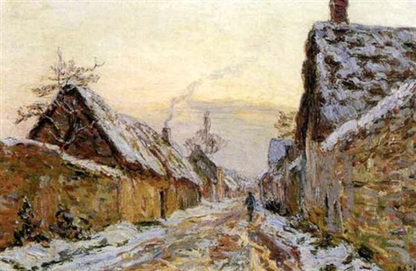 Dorfstrasse Im Winter Oil Painting by Georges Mita