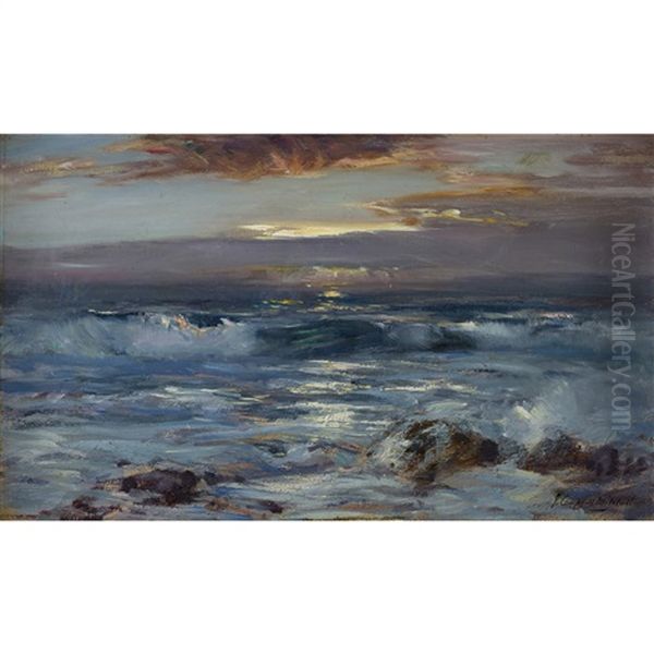 Sunset Machrihanish Oil Painting by John Campbell Mitchell