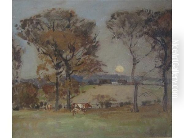 Moonrise Over Corstorphine Oil Painting by John Campbell Mitchell