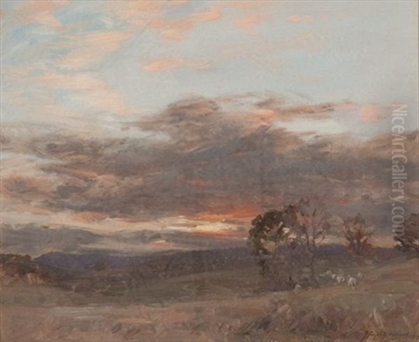 Stormy Sunset, Aberfoyle Oil Painting by John Campbell Mitchell