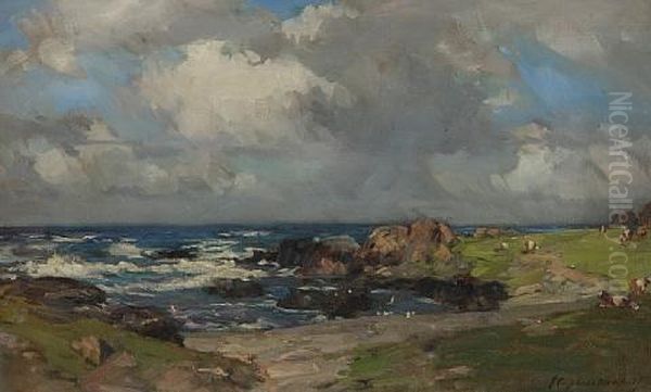 The Gauldrons Bay, Machrihanish Oil Painting by John Campbell Mitchell