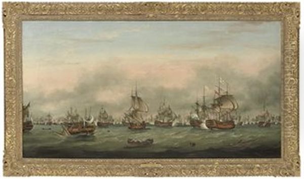 The Battle Of The Saintes, April 12, 1782 Oil Painting by Thomas Mitchell