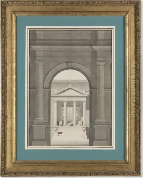 Project For Entry And Portico Of A Public Building Oil Painting by Henry Beyeart