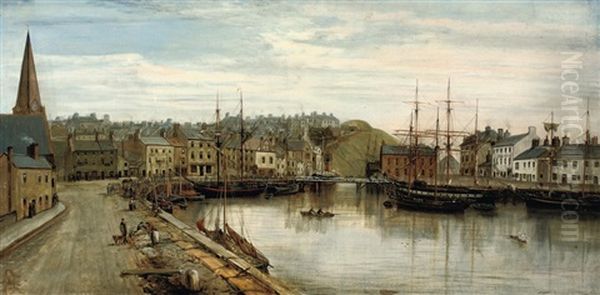 The Old Harbor, Maryport Oil Painting by William Mitchell