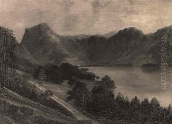 Evening: A Glimpse Of Buttermere Lake, Cumberland Oil Painting by William Frederick Mitchell