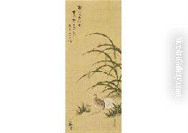 Quail Oil Painting by Tosa Mitsuoki