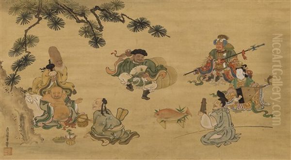 The Seven Gods Of Good Fortune Oil Painting by Tosa Mitsuoki