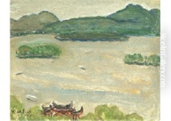 Hangzhou West Lake Oil Painting by Kunishiro Mitsutani