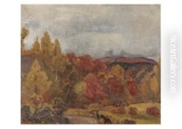 Autumn Landscape Oil Painting by Kunishiro Mitsutani