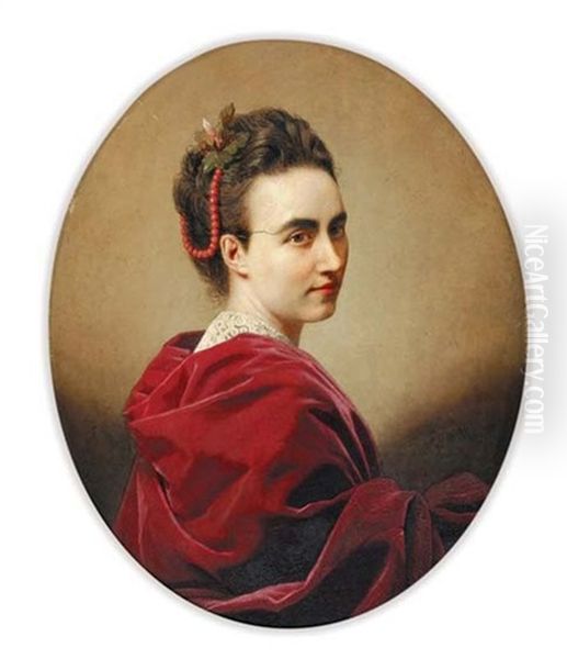 Portrait De Madame Alexandre Pascal, Nee Berthe De Lagatinerie Oil Painting by Andre (Count) de Mniszek