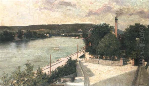 Blick Von Kleinbasel Aus Auf Den Rhein Oil Painting by Fritz Mock