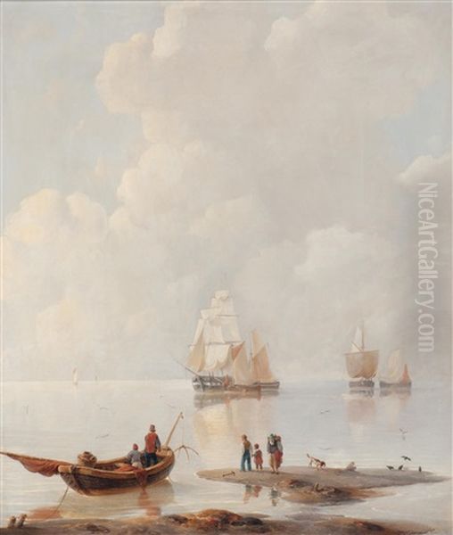 Hauling In The Catch On A Calm Day by Johannes Mock