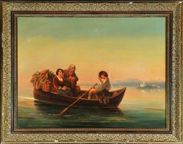 Paar Im Ruderboot Nach Der Weinernte Oil Painting by Elisabeth Modell