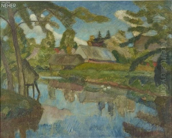 Stelldichein In Der Kuche Oil Painting by Otto Modersohn