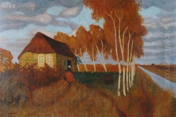 Stelldichein In Der Kuche Oil Painting by Otto Modersohn