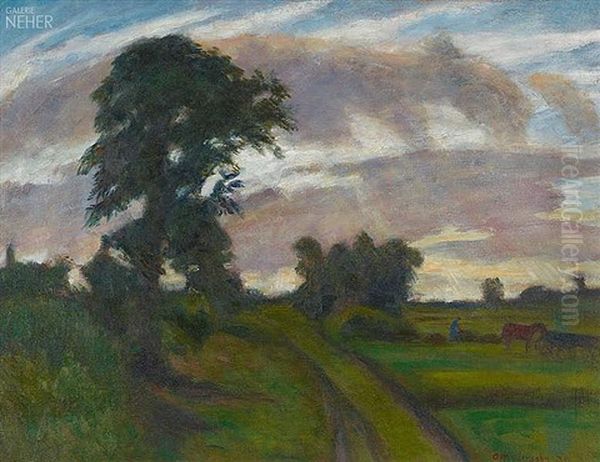 Stelldichein In Der Kuche Oil Painting by Otto Modersohn