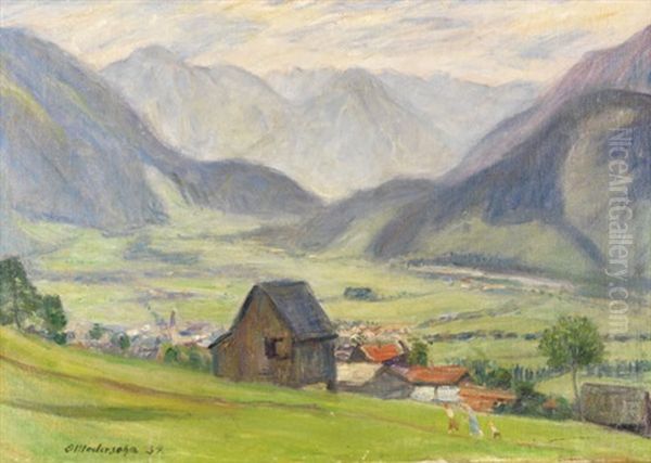 Blick Ins Tal (hindelang) Oil Painting by Otto Modersohn