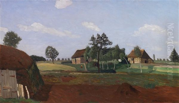 Sommertag Im Moor (erdhutte Im Moor) Oil Painting by Otto Modersohn