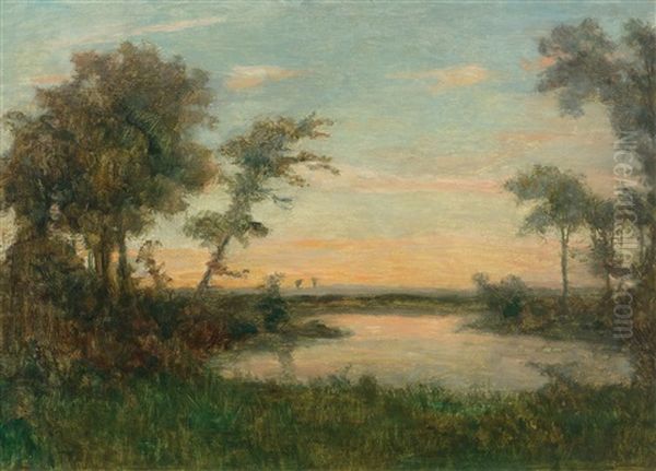 Evening Landscape Oil Painting by Otto Modersohn