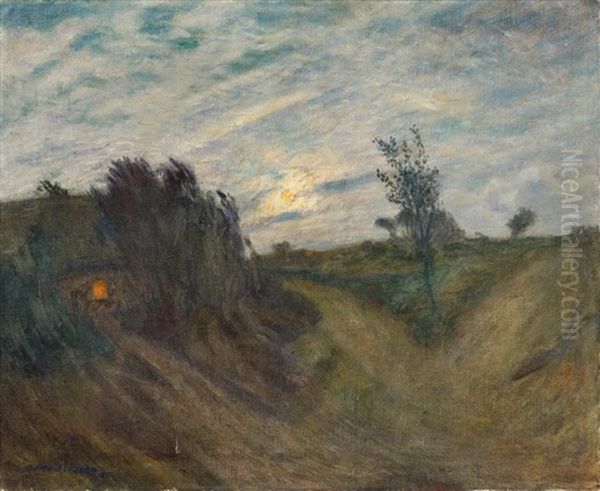 Mondaufgang Am Weyerberg Oil Painting by Otto Modersohn