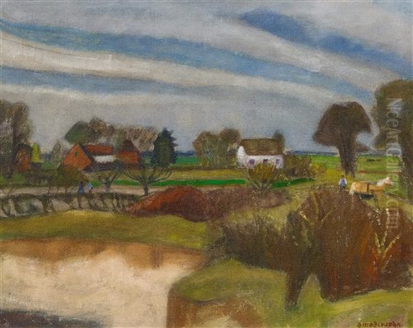 Worpsweder Landschaft Oil Painting by Otto Modersohn