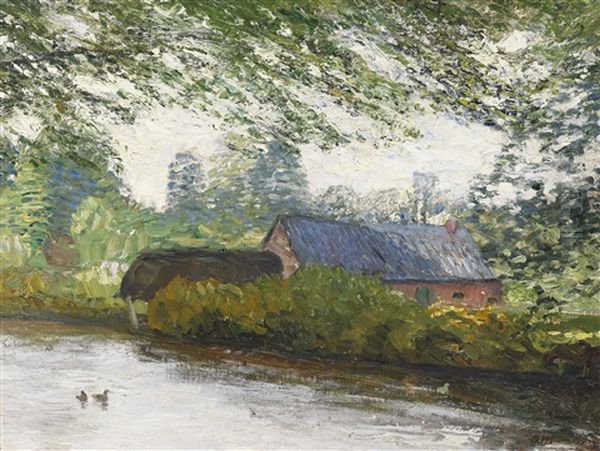 Enten Auf Der Wumme Oil Painting by Otto Modersohn