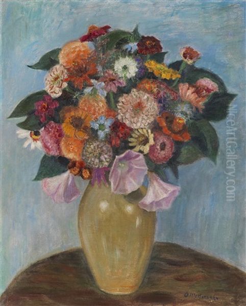 Zinnien Und Malven Oil Painting by Otto Modersohn