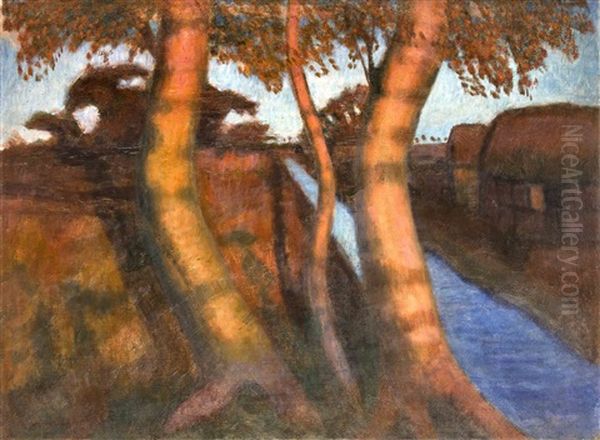 Abendsonne Im Moor Oil Painting by Otto Modersohn