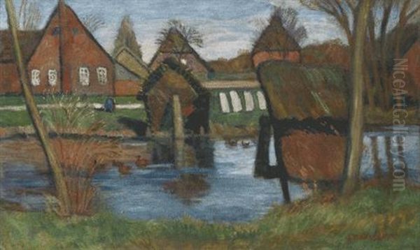 Fruhling An Der Wumme Oil Painting by Otto Modersohn