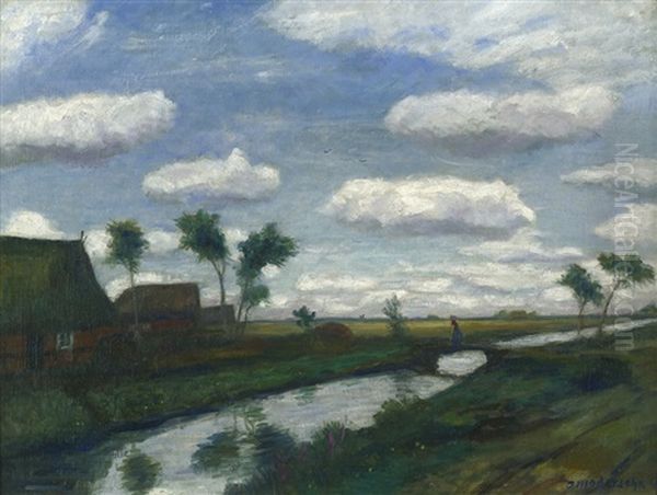 Kate Am Moorkanal Oil Painting by Otto Modersohn