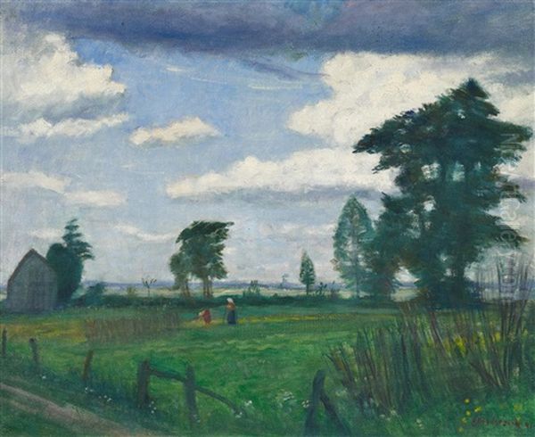 In Den Wiesen (bei Uns) Oil Painting by Otto Modersohn