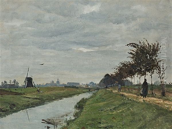 View On Munster Oil Painting by Otto Modersohn