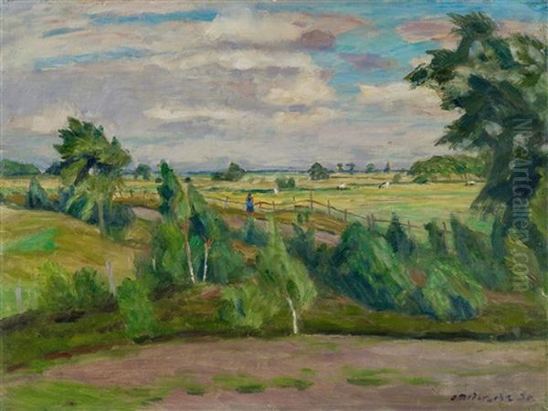 Sommertag - Weg An Der Surheide Oil Painting by Otto Modersohn