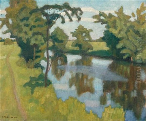 Flusslandschaft Oil Painting by Otto Modersohn