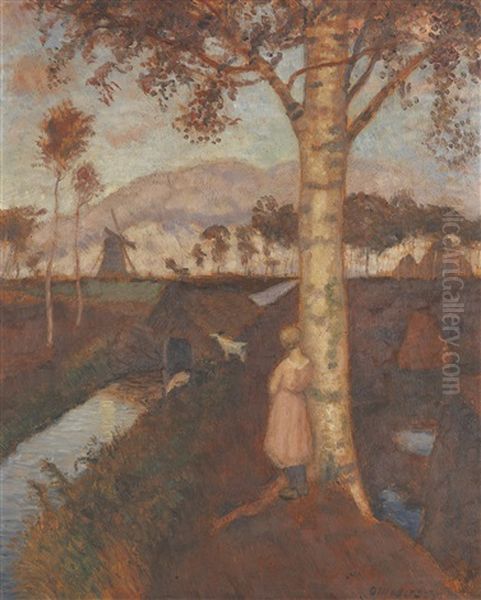 Abend Im Moor Oil Painting by Otto Modersohn