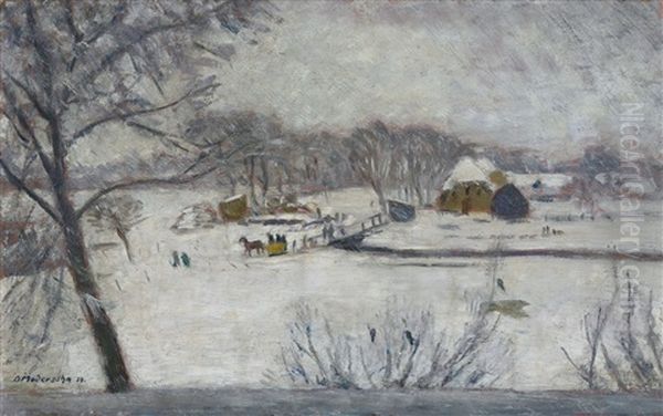 Winterlandschaft (fischerhude) Oil Painting by Otto Modersohn