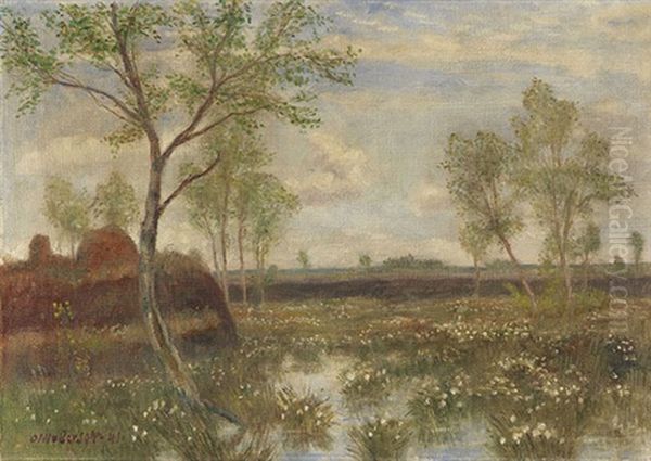 Landschaft Bei Fischerhude (fruhling Im Moor) Oil Painting by Otto Modersohn