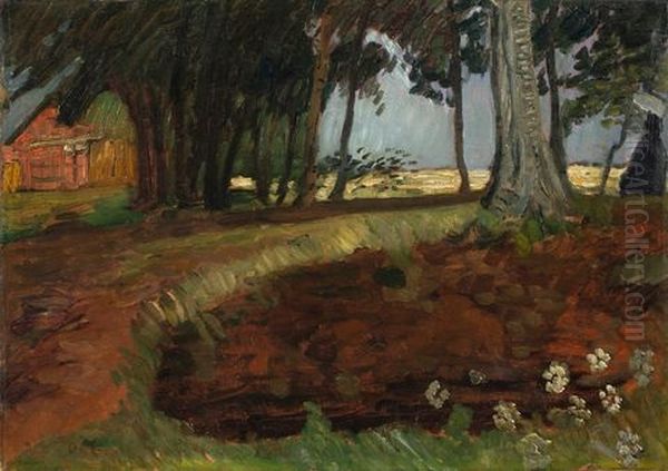 Worpsweder Landschaft Mit Bauernhof Oil Painting by Otto Modersohn