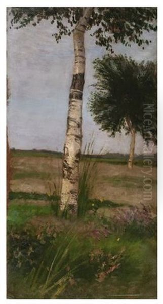 Birken Am Weg Oil Painting by Otto Modersohn