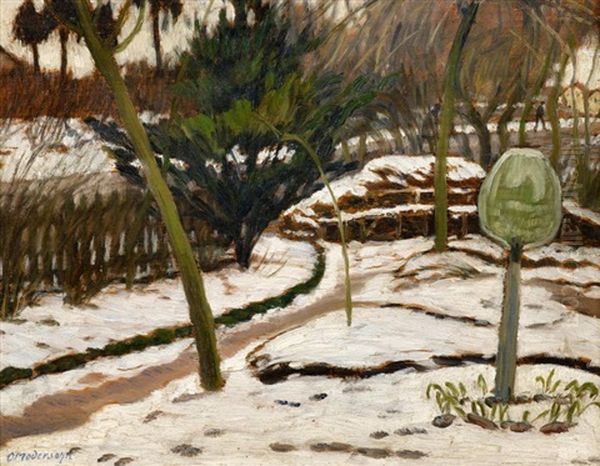 Garten Im Schnee Oil Painting by Otto Modersohn