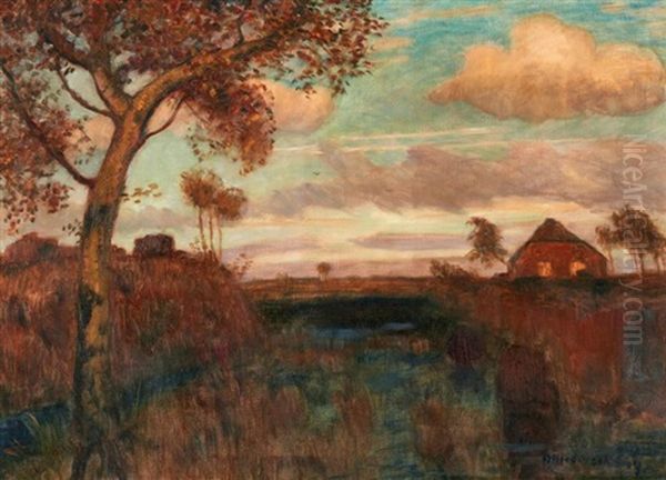 Herbstabend Im Moor Oil Painting by Otto Modersohn