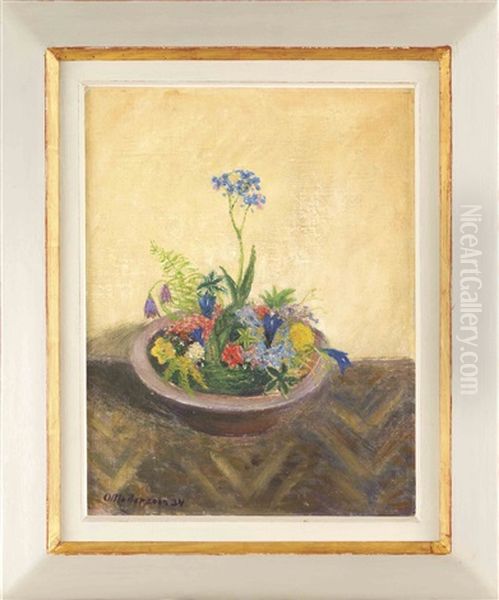 Korbchen Mit Blumen Oil Painting by Otto Modersohn